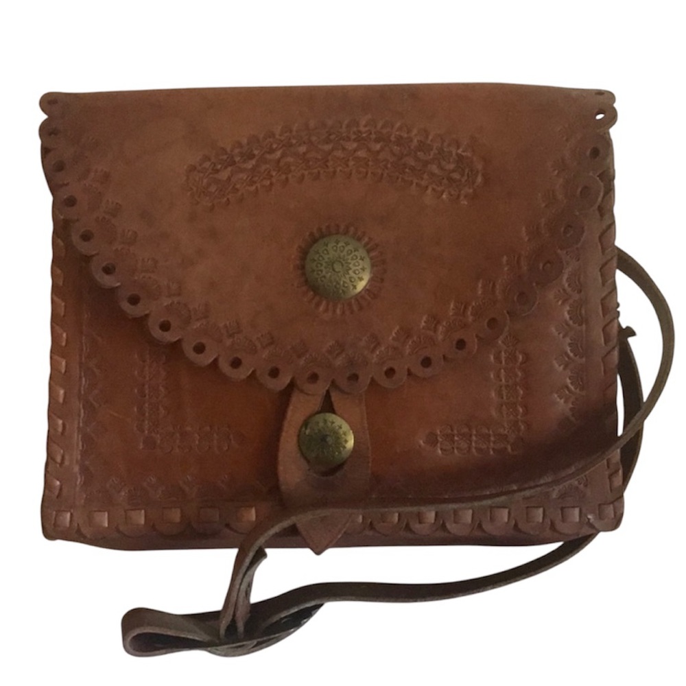 Vintage Leather Tooled Shoulder Bag 60’s 70’s - Picture 3 of 15